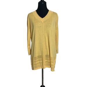 Rachel Zoe yellow v neck sweater size Small